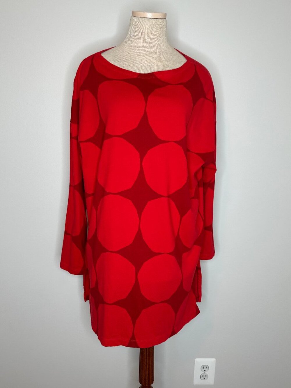 Marimekko x Uniqlo Women's Red Circle Tunic Long Sleeves Size Large